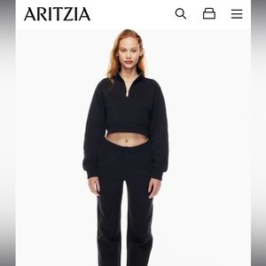 Aritzia TNA Cozy Fleece Perfect ¼ Zip Sweatshirt - Size Small - Black